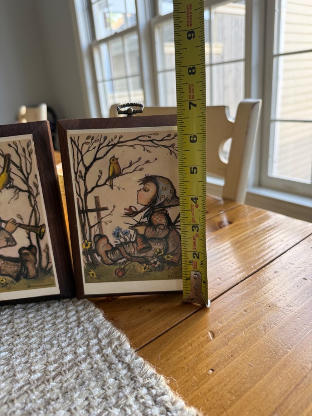 Hummel Framed Rustic Brown Plaque Pair w/Soft Green and Yellow Accents Vintage - Picture 13 of 13